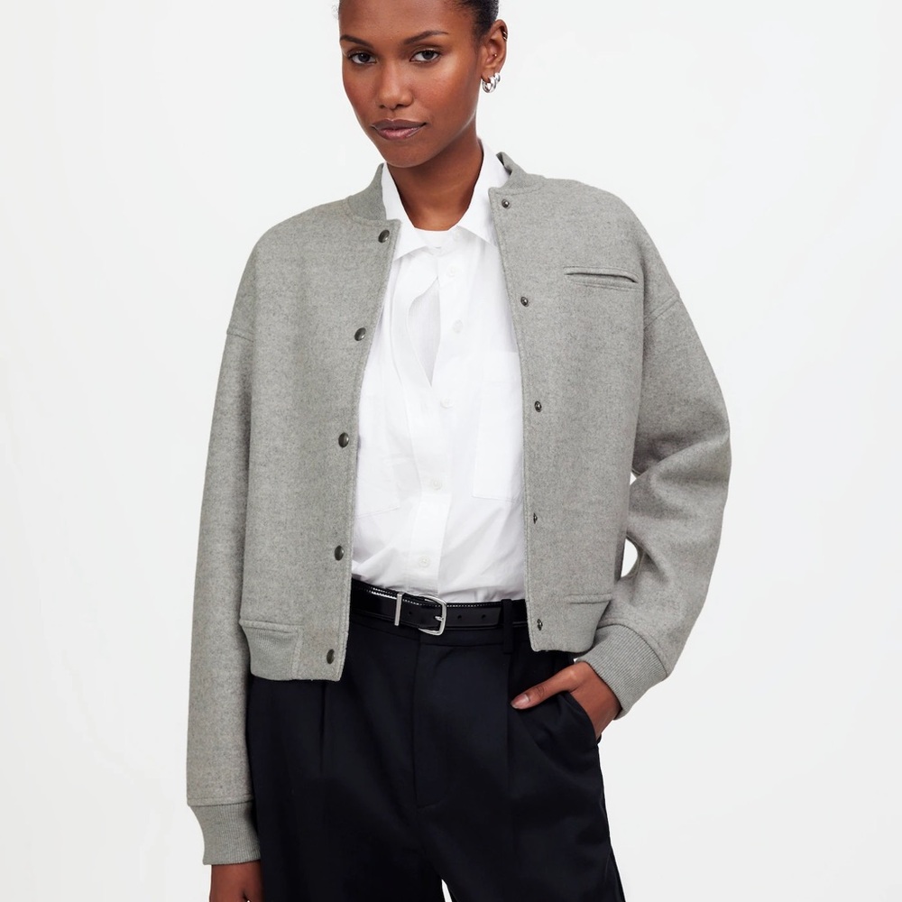 Madewell Women’s Knit Bomber Jacket | Gray | Size S